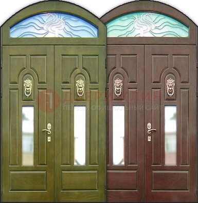 Стальная арочная дверь со стеклом ДА-17 для монолитного дома в Талдоме