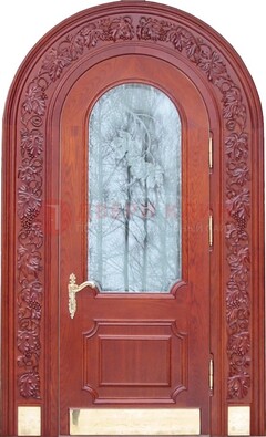 Толстая металлическая арочная дверь со стеклом ДА-20 в Талдоме