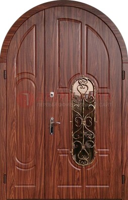 Арочная двухстворчатая стальная дверь Винорит ДА-54 в Талдоме