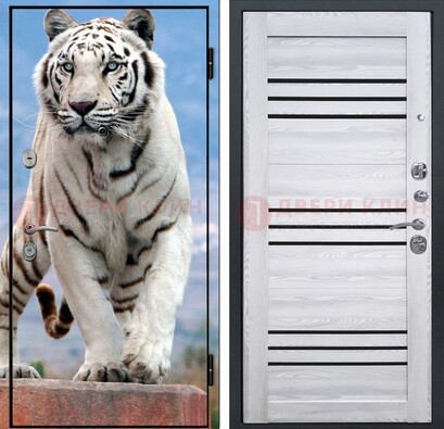 Стальная дверь с фотопечатью тигра ДФ-12 в Талдоме