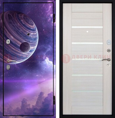 Стальная дверь с фотопечатью планеты ДФ-19 в Талдоме