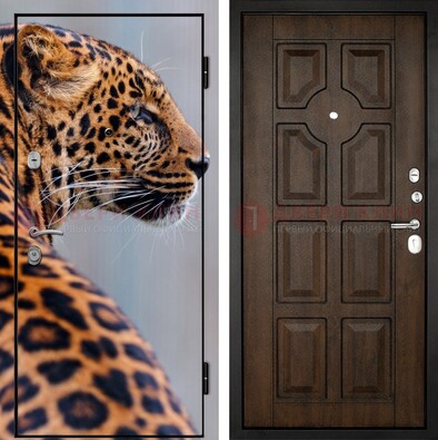 Металлическая дверь с фотопечатью леопарда ДФ-26 в Талдоме