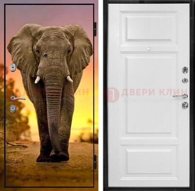 Металлическая дверь с фотопечатью слона ДФ-30 в Талдоме