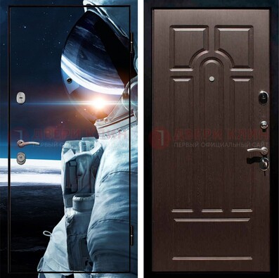 Стальная дверь с фотопечатью космонавта ДФ-4 в Талдоме