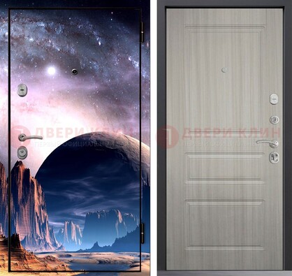 Железная дверь с фотопечатью космоса и планеты ДФ-50 в Талдоме