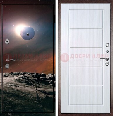 Стальная дверь с фотопечатью планет ДФ-8 в Талдоме