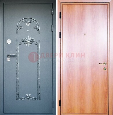 Железная дверь с ковкой ламинат внутри ДК-11 в квартиру в Талдоме