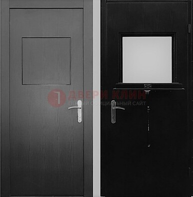 Черная стальная дверь в кассу ламинат внутри ДКС-3 в Талдоме