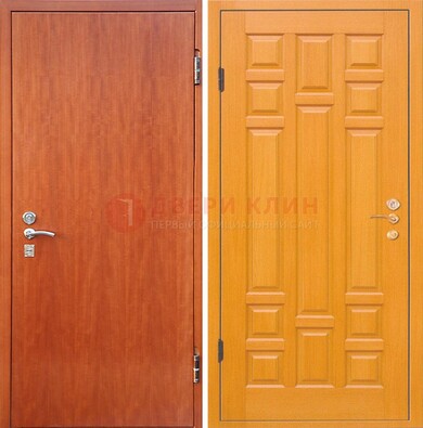 Оранжевая входная дверь с ламинатом МДФ внутри ДЛ-21 в Талдоме