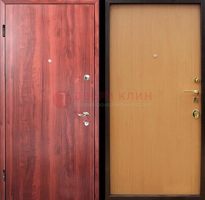 Красная железная дверь с ламинатом ДЛ-3 в Талдоме