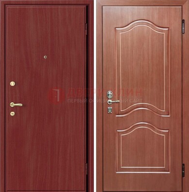 Красная металлическая дверь с ламинатом МДФ внутри ДЛ-8 в Талдоме
