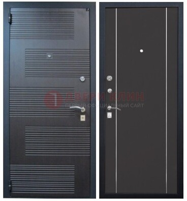 Темная металлическая дверь с МДФ ДМ-105 в деревянный дом в Талдоме