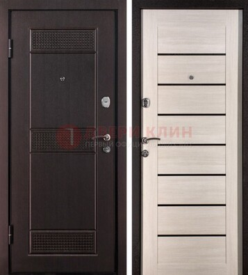 Темная стальная дверь с МДФ ДМ-147 для улицы в Талдоме