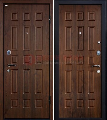 Коричневая металлическая дверь с МДФ ДМ-156 для квартиры в Талдоме