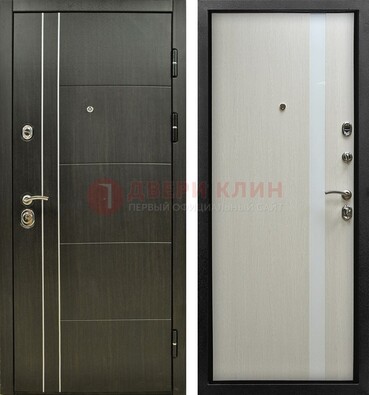 Морозостойкая темная металлическая дверь с МДФ ДМ-164 в Талдоме