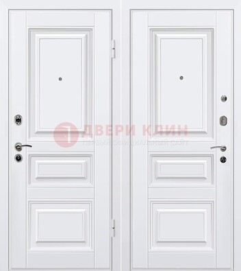 Белая металлическая дверь с МДФ ДМ-179 в Талдоме