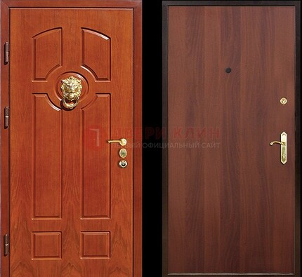 Оранжевая стальная дверь с МДФ ламинат внутри ДМ-18 в квартиру в Талдоме