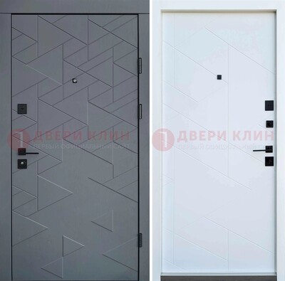 Серая металлическая дверь МДФ с узором  ДМ-224 в Талдоме
