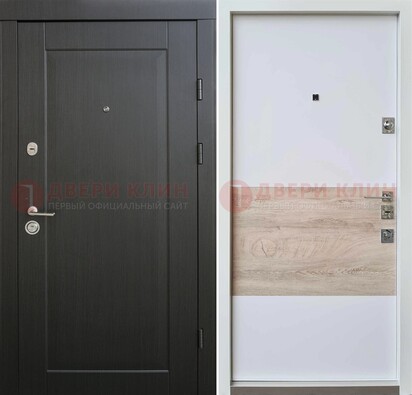 Черная металлическая дверь с белой МДФ внутри ДМ-230 в Талдоме
