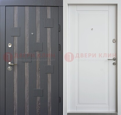 Темная металлическая дверь c белом МДФ внутри ДМ-231 в Талдоме