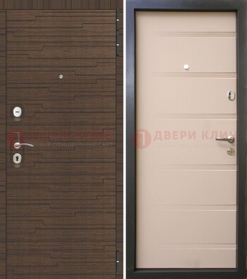 Коричневая  железная дверь c фрезерованной МДФ ДМ-248 в Талдоме