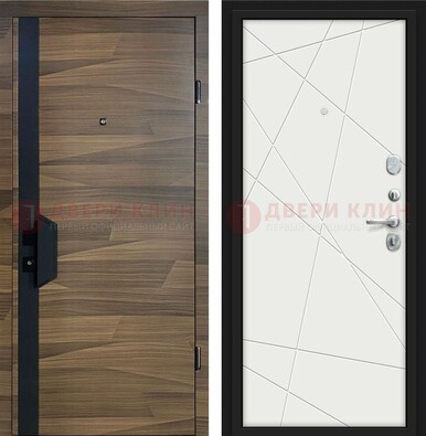 Стальная коричневая дверь МДФ c черной вставкой ДМ-267 в Талдоме