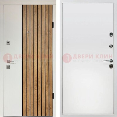 Белая с коричневой вставкой филенчатая дверь МДФ ДМ-278 в Талдоме
