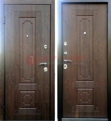 Коричневая металлическая дверь с МДФ ДМ-32 на дачу в Талдоме