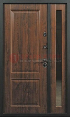 Темная железная дверь с панелью МДФ с зеркалом ДМ-338 в Талдоме