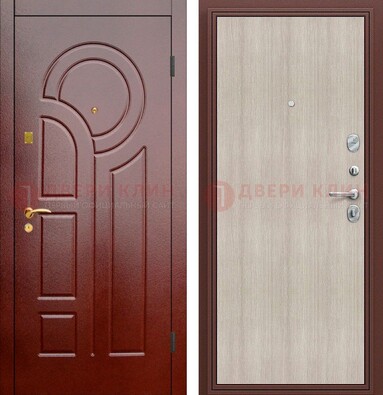 Красная металлическая дверь с МДФ панелями ДМ-368 в Талдоме