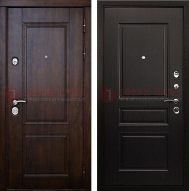 Классическая железная дверь с темными МДФ панелями ДМ-390 в Талдоме