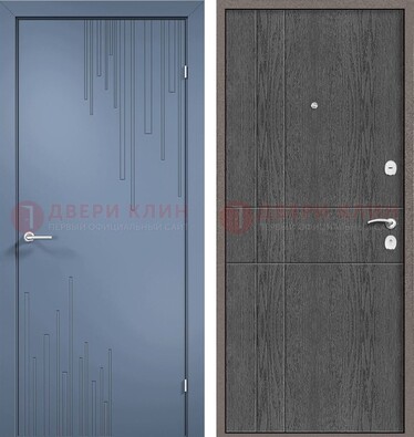 Синяя металлическая дверь МДФ в квартиру ДМ-434 в Талдоме
