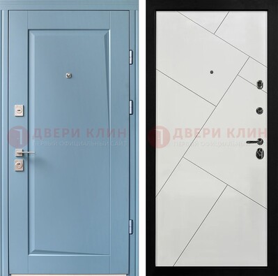 Синяя железная дверь с МДФ панелями ДМ-491 в Талдоме