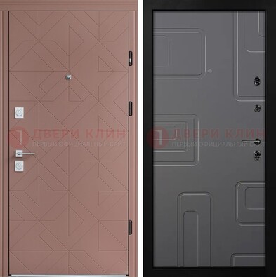 Красная стальная дверь в квартиру с МДФ хайтек ДМ-493 в Талдоме