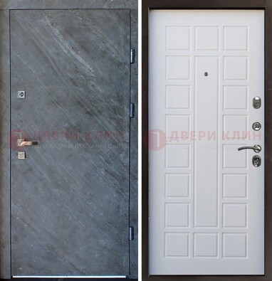 Железная дверь с МДФ серая и белая ДМ-505 в Талдоме