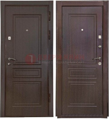 Антивандальная коричневая железная дверь с МДФ ДМ-61 в Талдоме