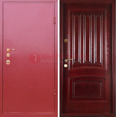 Красная металлическая дверь с порошковым напылением ДП-165 в Талдоме
