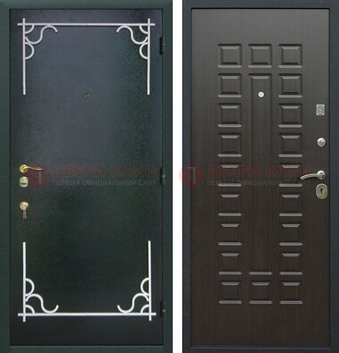 Темная входная дверь с порошковым покрытием и МДФ венге ДП-223 в Талдоме