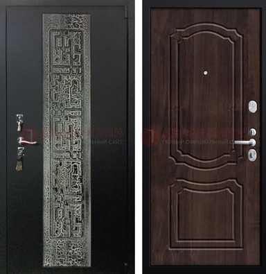 Темная входная дверь с порошковым покрытием и МДФ внутри ДП-224 в Талдоме