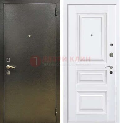 Железная темно-серая дверь с порошковым напылением и белой МДФ ДП-274 в Талдоме