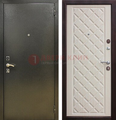 Темно-серая железная дверь с порошковым покрытием и филенчатой МДФ ДП-289 в Талдоме