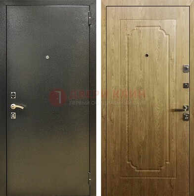 Темно-серая входная дверь с порошковым покрытием и МДФ Золотой дуб ДП-291 в Талдоме