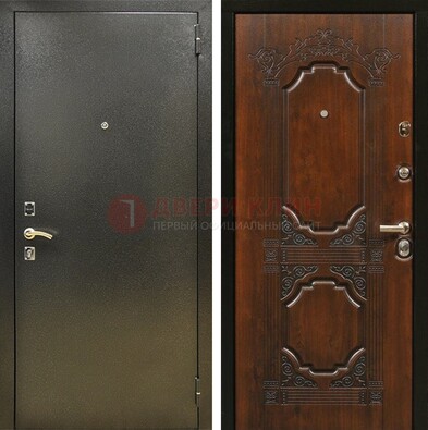 Входная дверь Темное серебро с порошковым покрытием и МДФ с узором ДП-293 в Талдоме