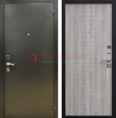 Железная темная дверь с порошковым покрытием и филенчатой МДФ ДП-297 в Талдоме