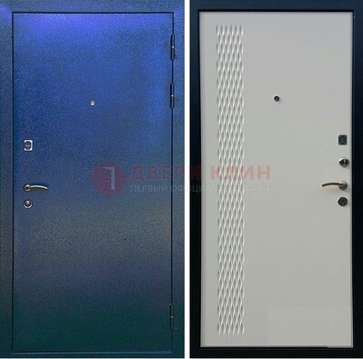 Синяя железная дверь с порошковым напылением ДП-49 в Талдоме