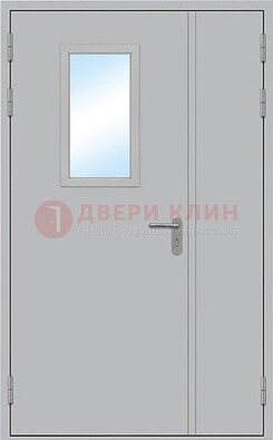Белая входная техническая дверь со стеклянной вставкой ДПП-10 в Талдоме