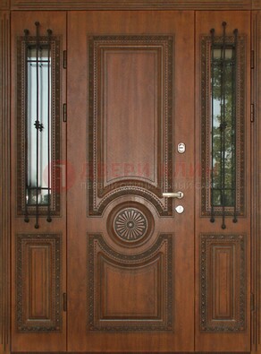 Парадная распашная стальная дверь Винорит со стеклом ДПР-106 в Талдоме