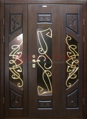 Парадная дверь со стеклом и ковкой ДПР-1 в каркасный дом в Талдоме