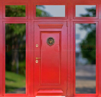 Красная парадная дверь для частного дома ДПР-88 в Талдоме