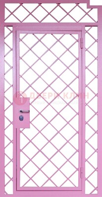 Розовая металлическая решетчатая дверь ДР-15 в Талдоме